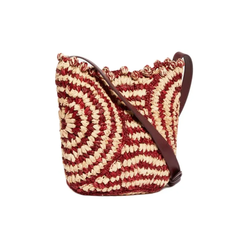Vanessa Bruno Raffia Shoulder Bag Women's Burgundy-1