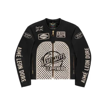 AIME LEON DORE Vanson Raffia Leather Jacket