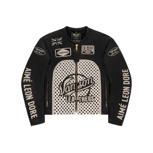 AIME LEON DORE Vanson Raffia Leather Jacket