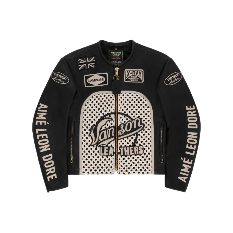 AIME LEON DORE Vanson Raffia Leather Jacket-0