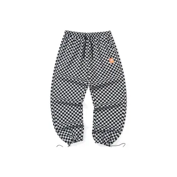 GENANX Casual Pants Unisex Black Gray Plaid