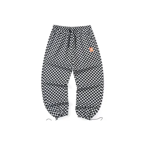 GENANX Casual Pants Unisex Black Gray Plaid