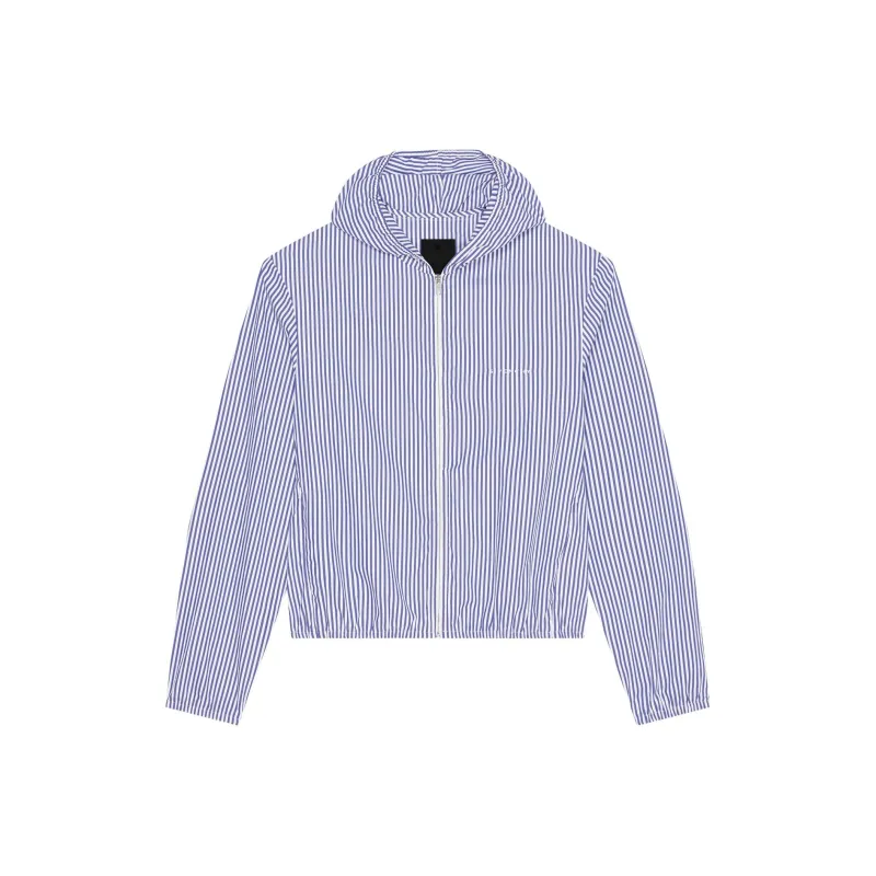 Givenchy Logo Embroidered Striped Hooded Windbreaker-0