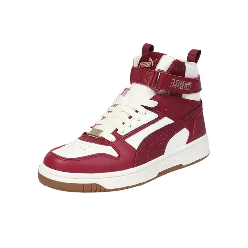 PUMA Rebound Joy Anti Slip Wear Resistant High Top Skateboard Shoes Unisex Red White