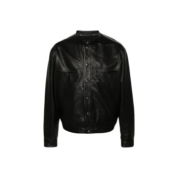 Lemaire Band collar Leather Jacket