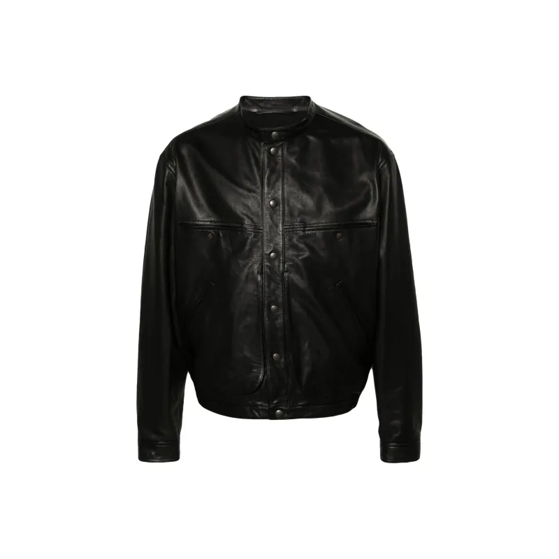Lemaire Band collar Leather Jacket-0