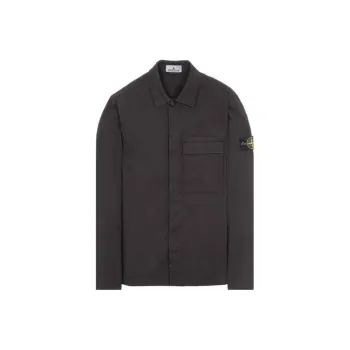 STONE ISLAND Logo Patch Collared Shirt Jacket