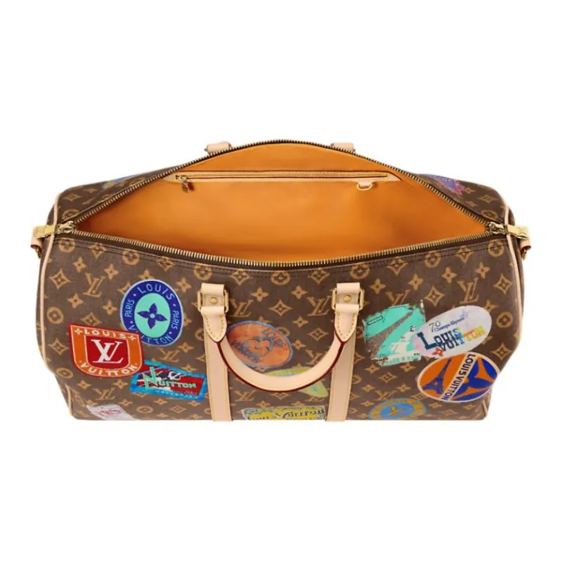 LOUIS VUITTON KeepallBandoulière Monogram Canvas One Shoulder Crossbody Bag, Travel Bag Unisex Brown-4