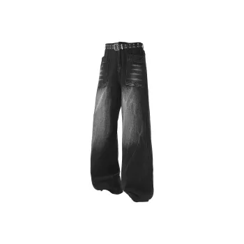 TOUHAOQINGNIAN Jeans Unisex Black Gray