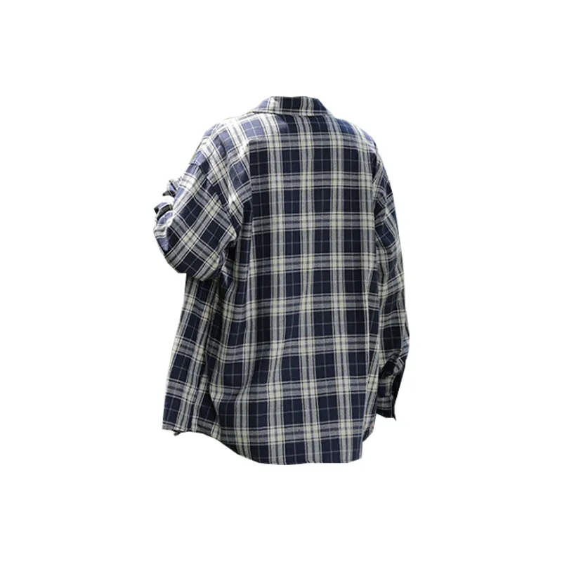 TONYBEAR Shirt Men's Navy Blue Plaid-1