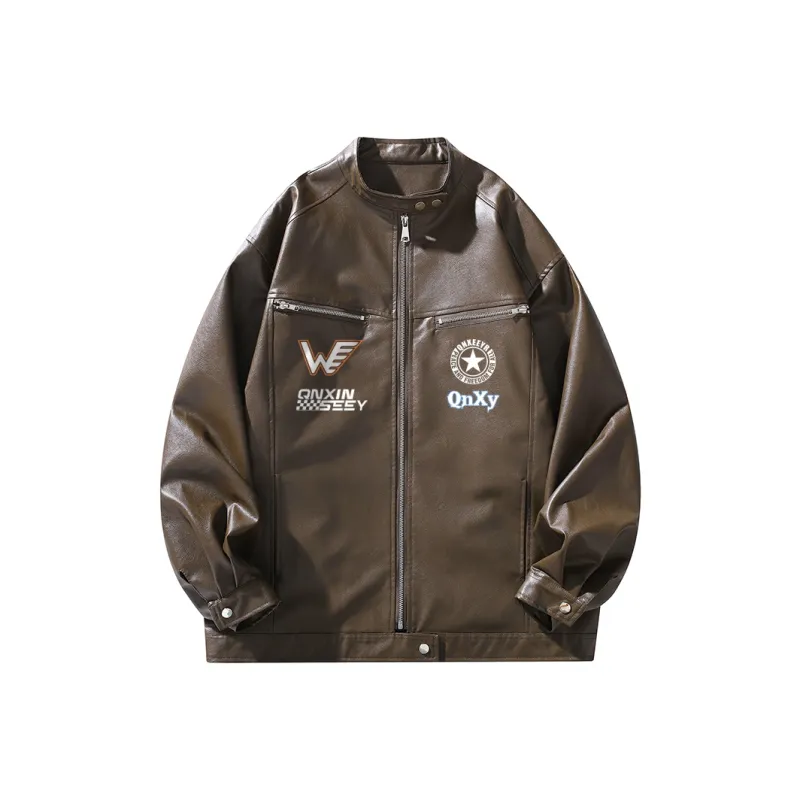 Qnxeey Leather Jackets Unisex-4