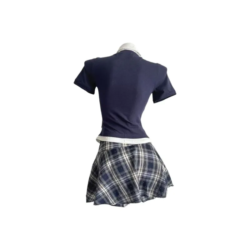 QYPRF Skirt Set Women's Navy Blue-1