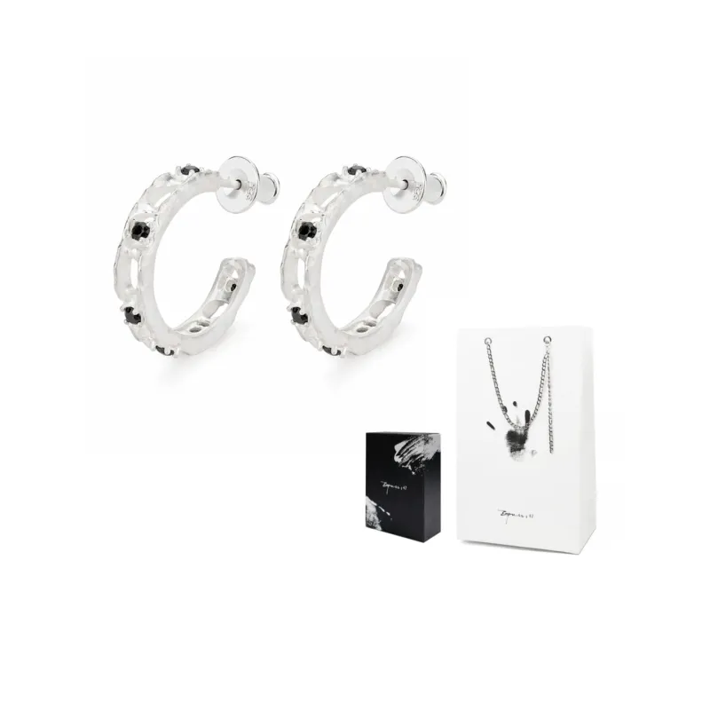 Empress 47 Concept 925 Sterling Silver Tree Hole Hoop Earrings Unisex-1