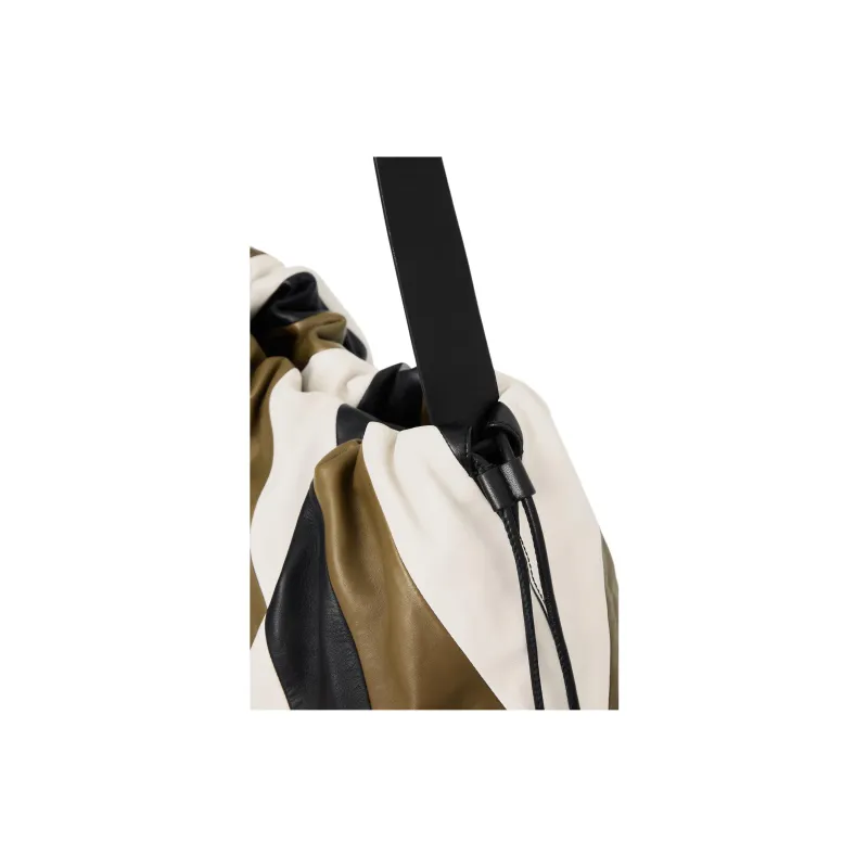 COS Cavatelli Leather One Shoulder Crossbody Clutch Extra Large Women's Brown & Beige & Black-2