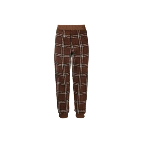 Burberry Men Fleece Check Pants Dark Birch Brown