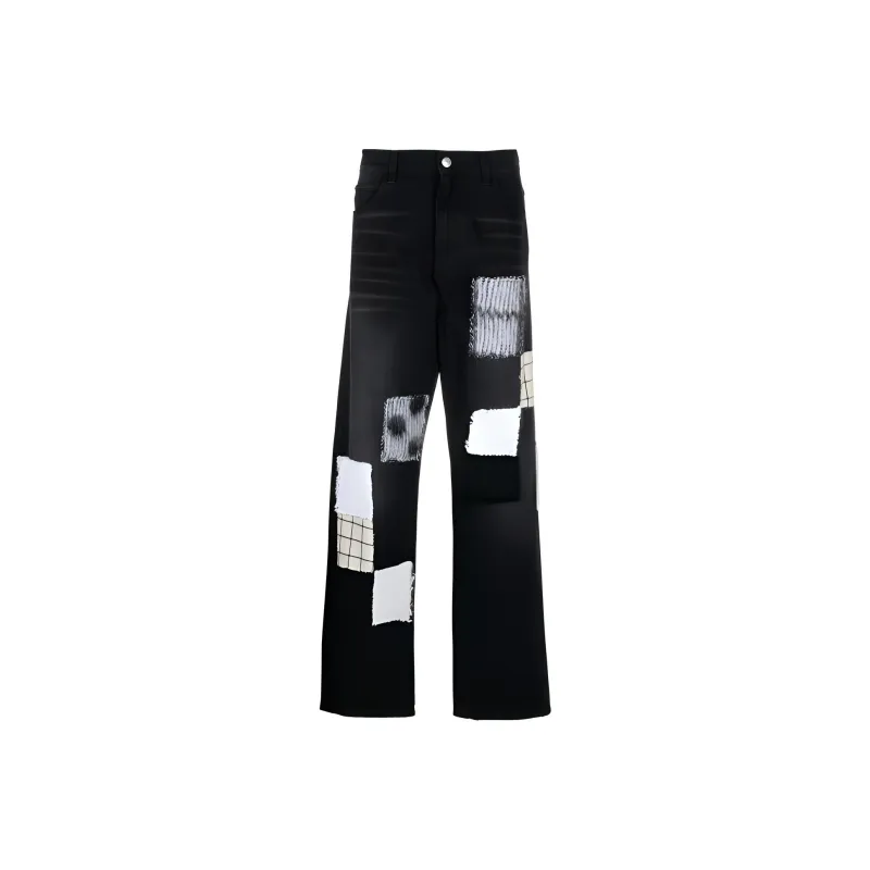 MARNI Patch detail Straight leg Jeans-0