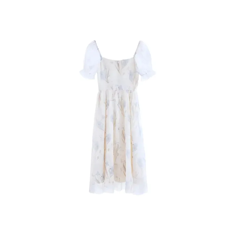 YGPRW Short Sleeved Dress Women's Blue-1