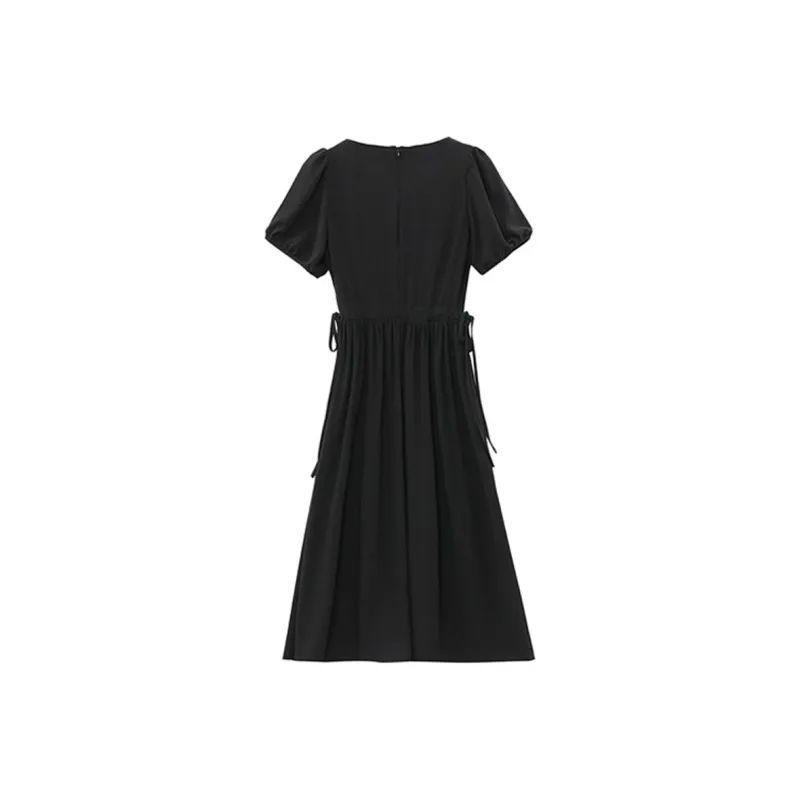 AFGGD Short Sleeved Dress Women's Black-1