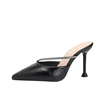 YAFEI XUANYU Rubber Sole Rhinestone Closed Toe Slippers Women's