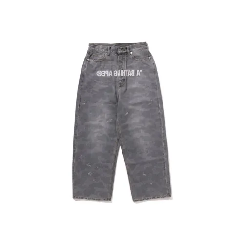 A BATHING APE 1st Camo Destroyed Loose Fit Denim Pants