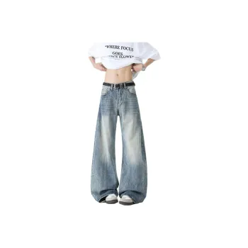 TESTUNG Fashion Versatile Jeans Unisex Blue Shades Single Item