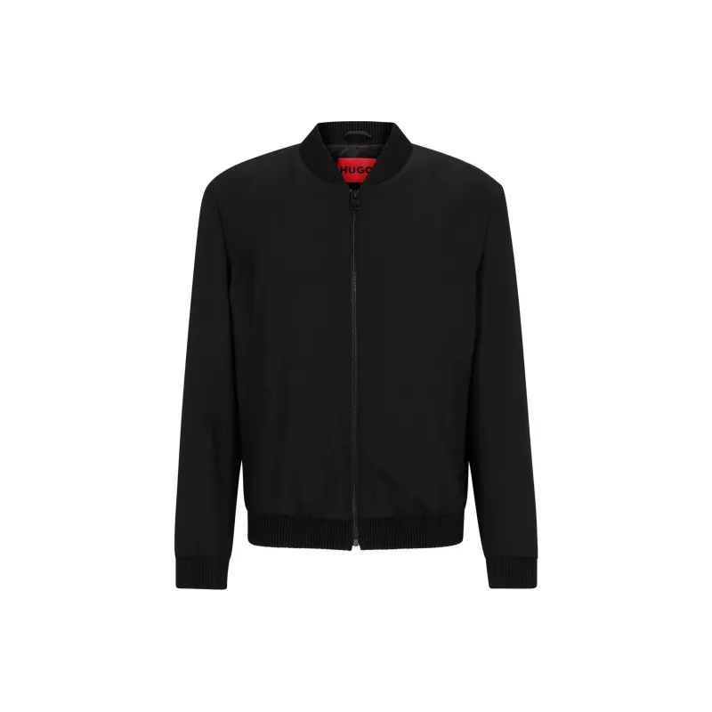 HUGO BOSS Slim-Fit Jacket In Performance-Stretch Cloth Jackets Coats Men's Black-0