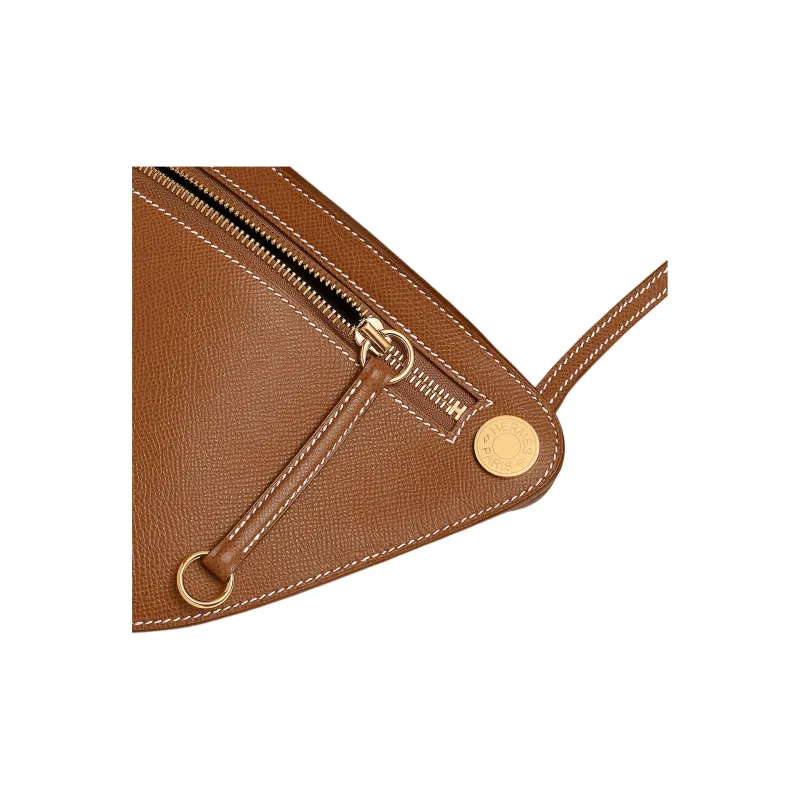 HERMES Petite Course Epsom Calfskin Shoulder Bag Small Size Women's 37 Gold Brown-4