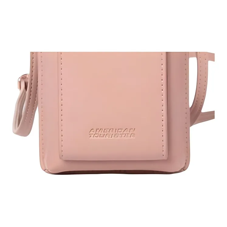 AMERICAN TOURISTER Polyurethane Cell Phone Pouch, Crossbody Bag Mini Women's Gray Pink-3