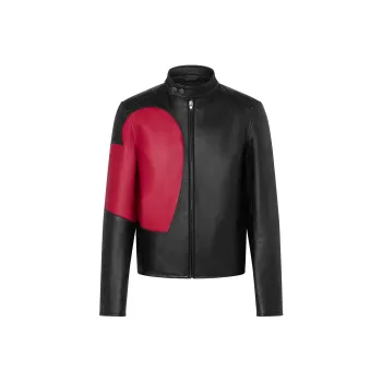 MOSCHINO Heart-print Leather Jacket