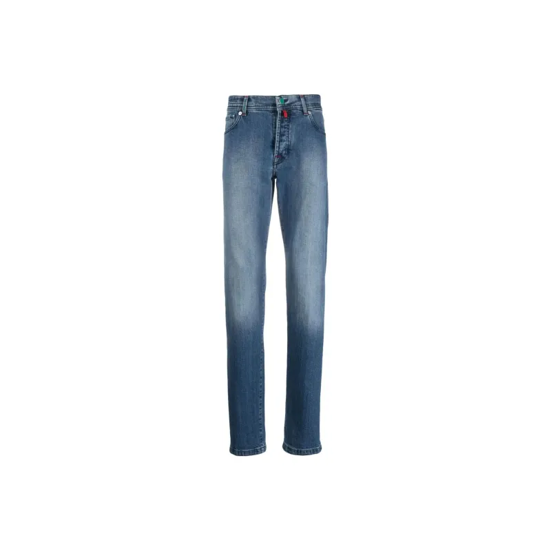 KITON Contrast-stitching Mid-rise Slim-cut Jeans-0