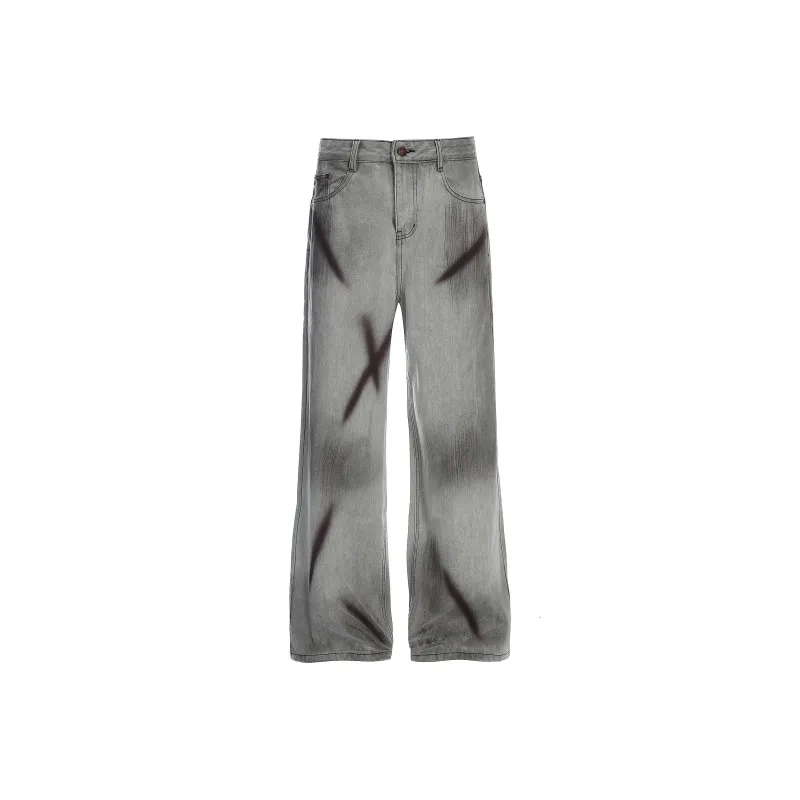HEIYIXIANSHENG Jeans Unisex Gray-0