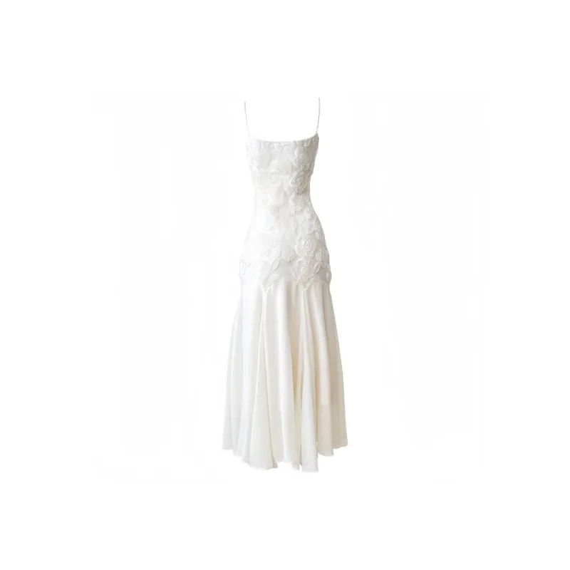 QYPRF Slip Dresses Women's Beige-1