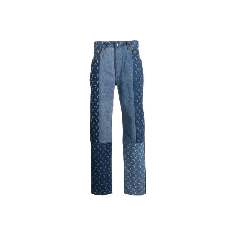 Marine Serre Regenerated denim Slim fit Jeans-0