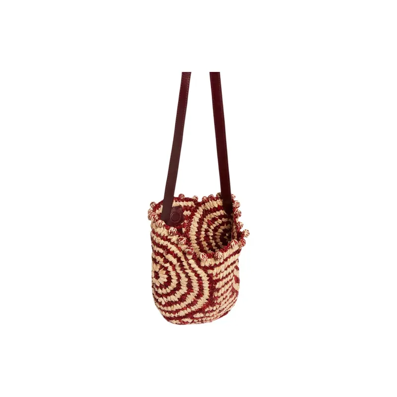 Vanessa Bruno Raffia Shoulder Bag Women's Burgundy-2