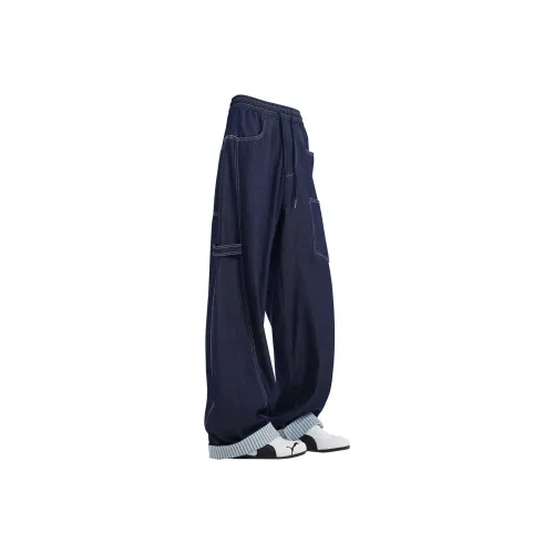 ZWWWZ Cargo Pants Unisex Denim Blue