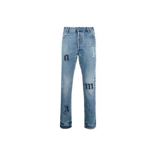 PALM ANGELS Logo Patch Straight Leg Jeans
