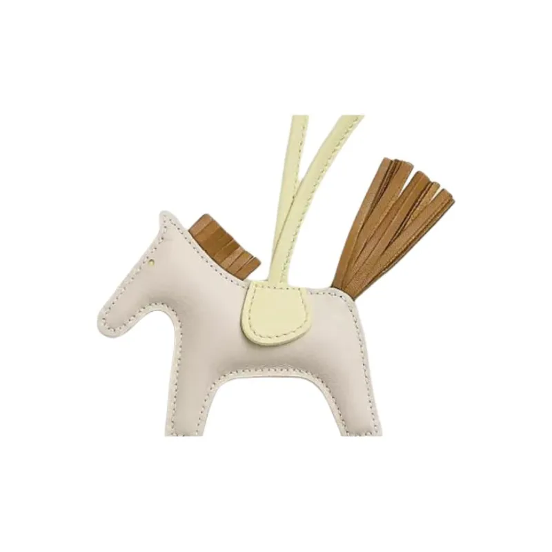 HERMES Rodeo Milo Lambskin Bag Accessory Small Size Women's White & Brown & Milton Yellow-2