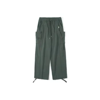 UNVESNO Wide Leg Casual Pants Unisex Dark Green