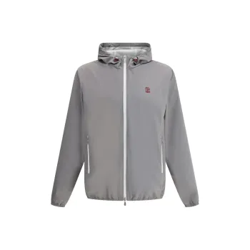 Brunello Cucinelli Logo Embroidered Zip Up Hooded Jacket