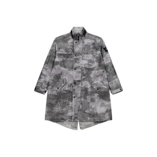STONE ISLAND Compass Badge High Neck Mesh Overlay Parka