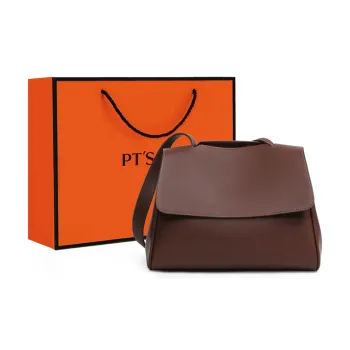 PT'SON Cow Leather With Synthetic Leather Portable Crossbody Bag, Shoulder Bag Regular Women's Coffee