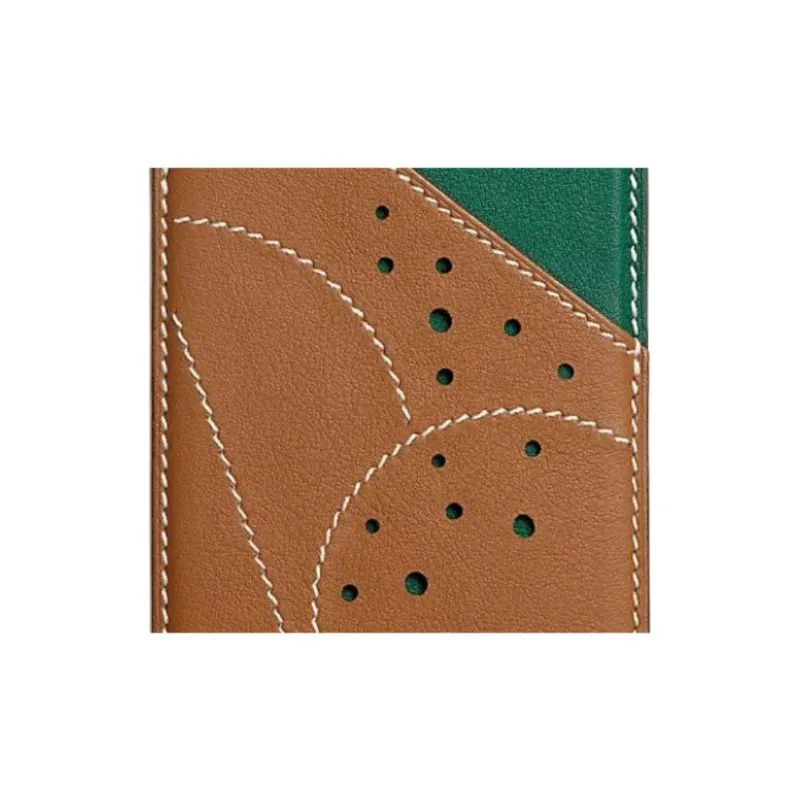 HERMES Magsafe Swift Calfskin Card Holder Women's Medium Green & Gold-4