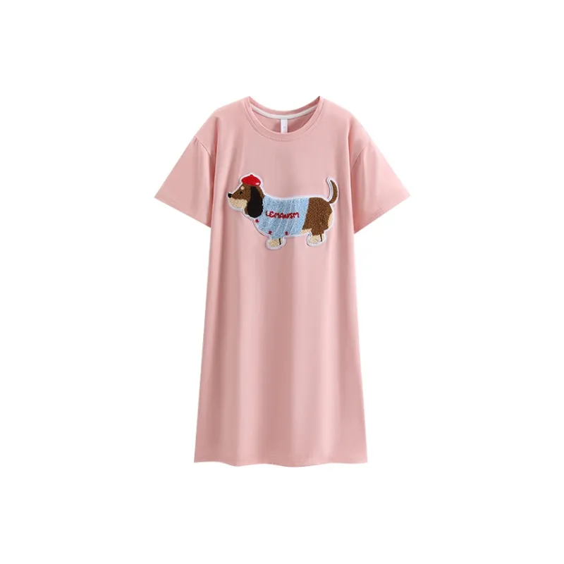 White Ran Nightgown Women's Cherry Blossom Pink-0