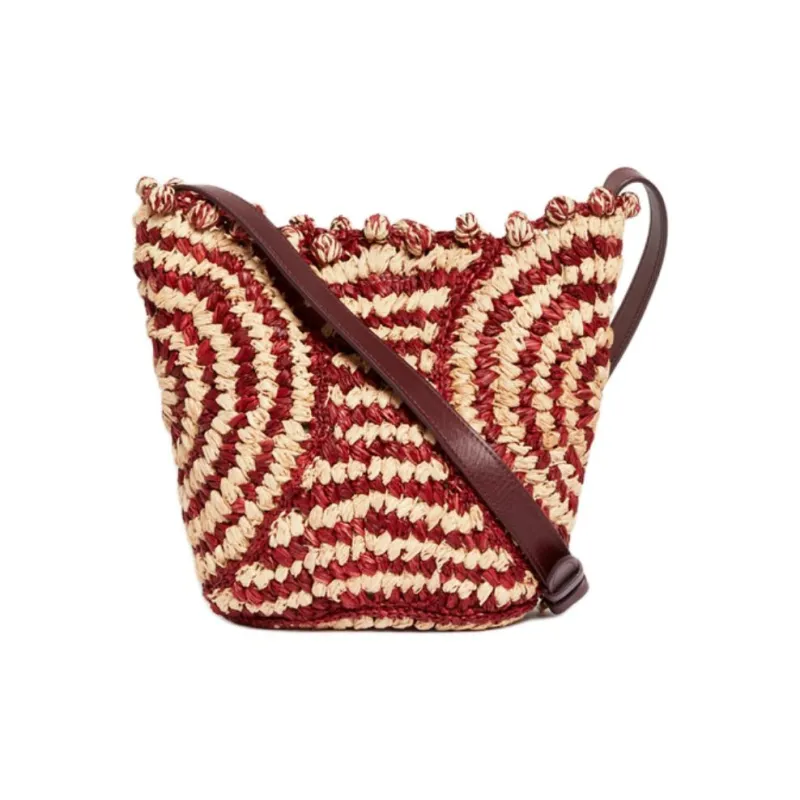 Vanessa Bruno Raffia Shoulder Bag Women's Burgundy-0