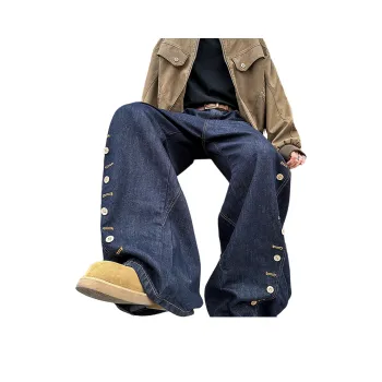 FONDLOOK Jeans Unisex Vintage Blue