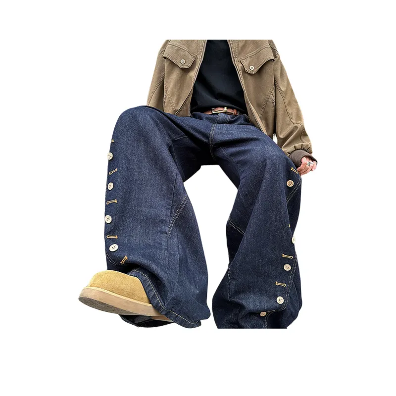 FONDLOOK Jeans Unisex Vintage Blue-0