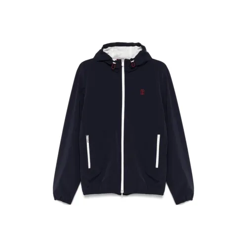 Brunello Cucinelli Logo Embroidered Zip Up Hooded Jacket