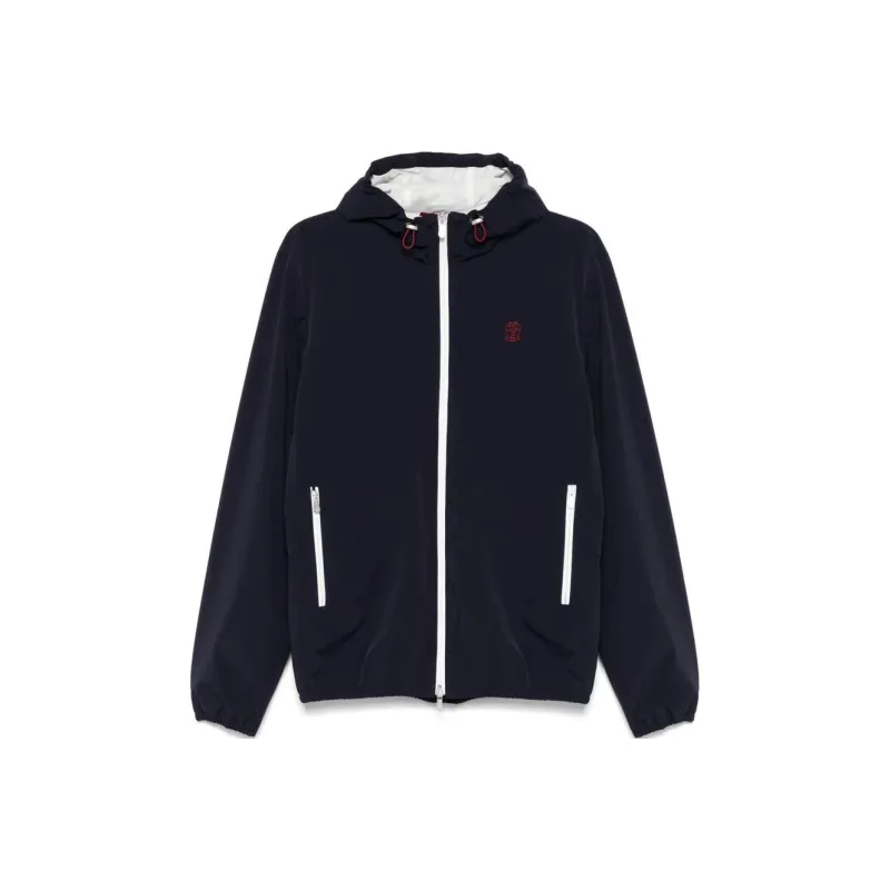 Brunello Cucinelli Logo Embroidered Zip Up Hooded Jacket-0