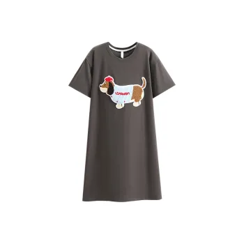 White Ran Nightgown Women's Dark Gray