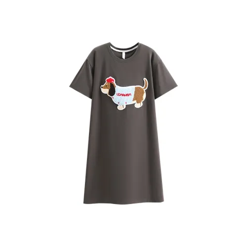 White Ran Nightgown Women's Dark Gray